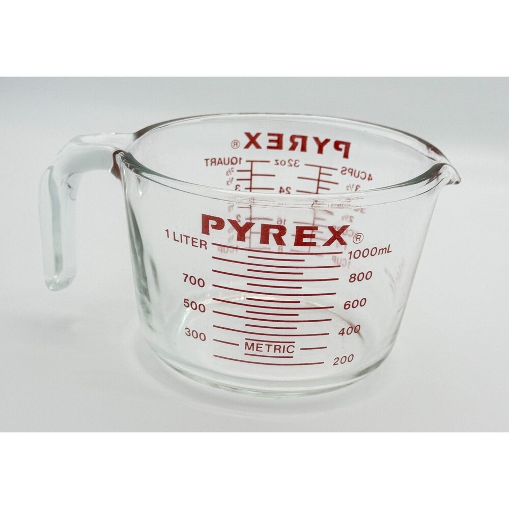 Vintage PYREX 532 4 Cup 1 Qt 1 Liter Glass Measuring Cup Red Markings USA